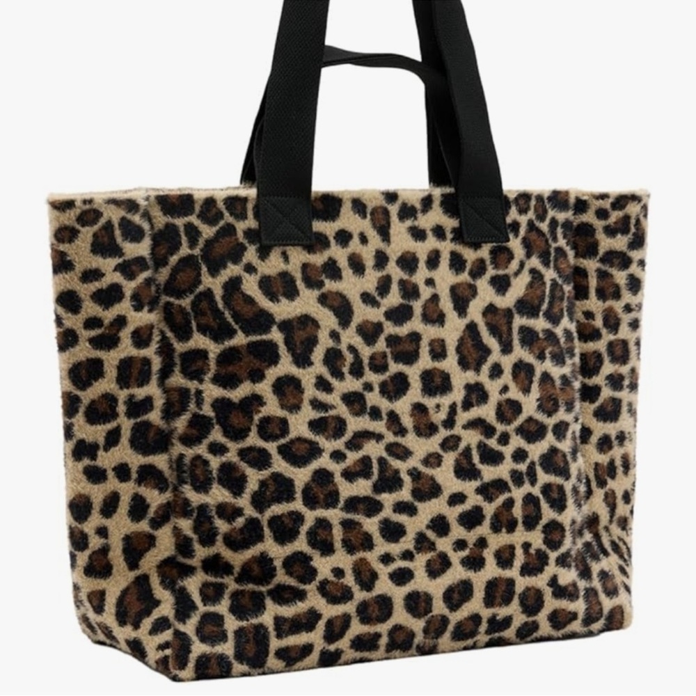 All Saints Leopard Print Tote with Black Handles - Picture 4 of 4
